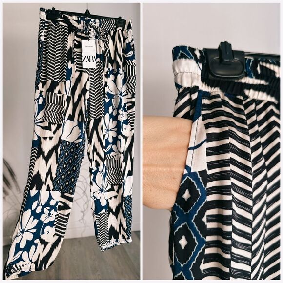 Zara Printed Flowy Pants New - Picture 2 of 4